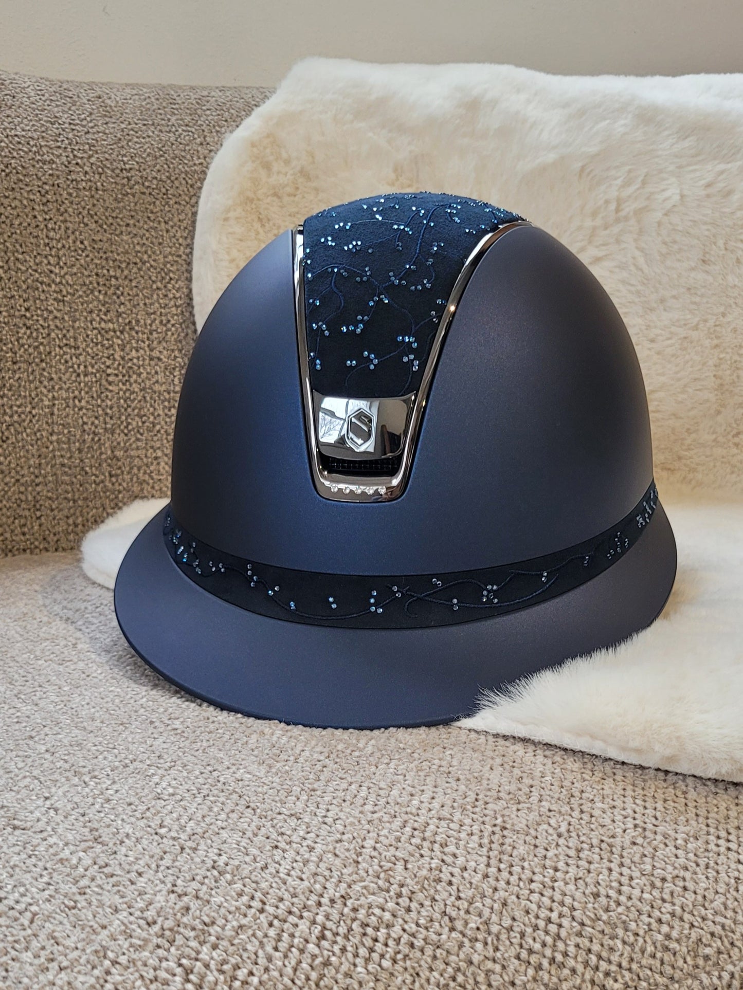 Samshield 2.0 Miss Shield shadowmatt riding helmet Crystal Leaf 5 Crystals Navy