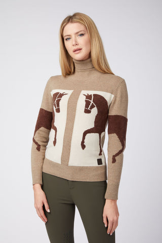 Vestrum knitted turtleneck sweater ladies Ixelles Sabbia-Marrone
