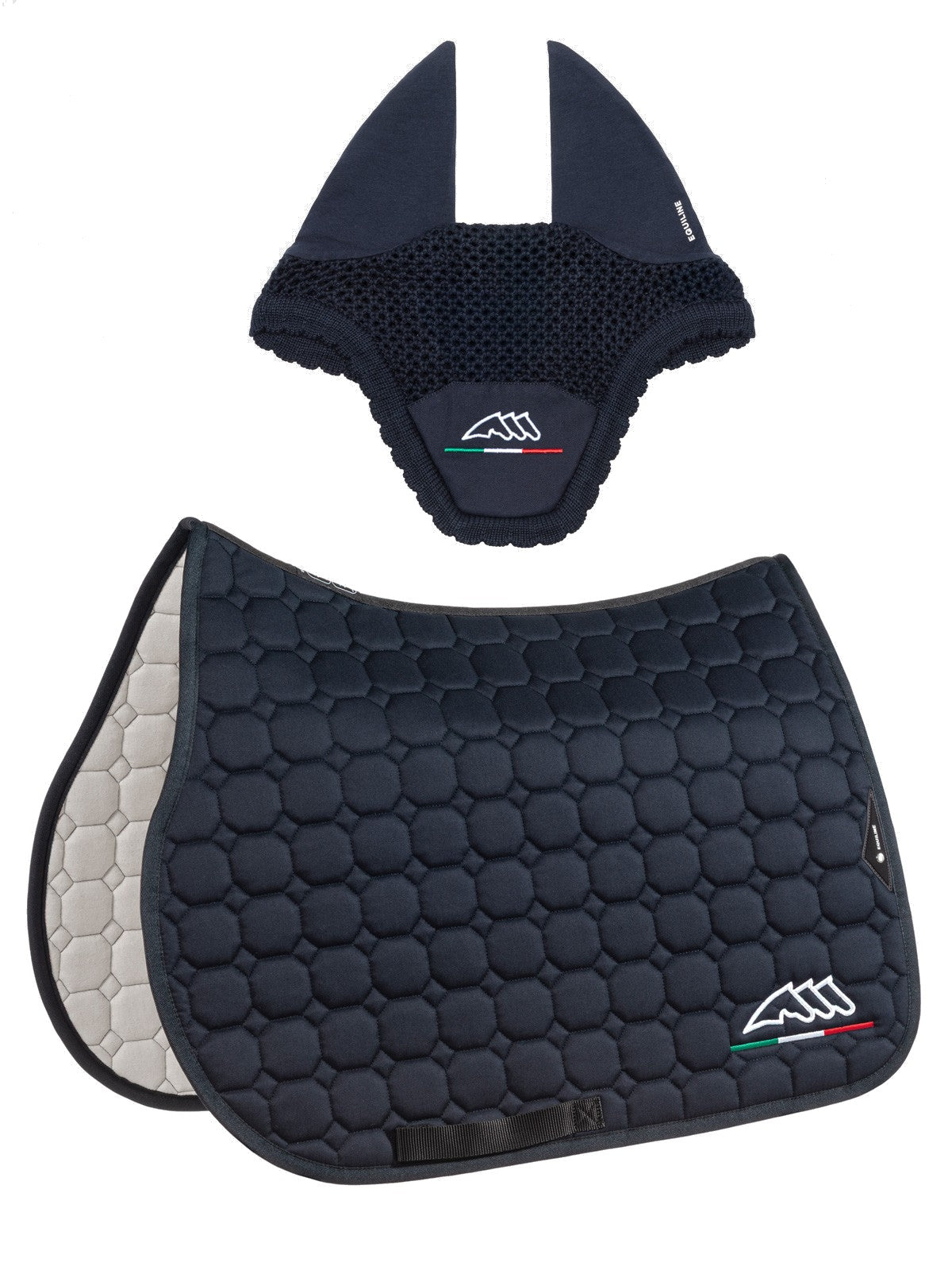 Equiline Set Saddle Pad and Fly hat Eqflaggy Navy