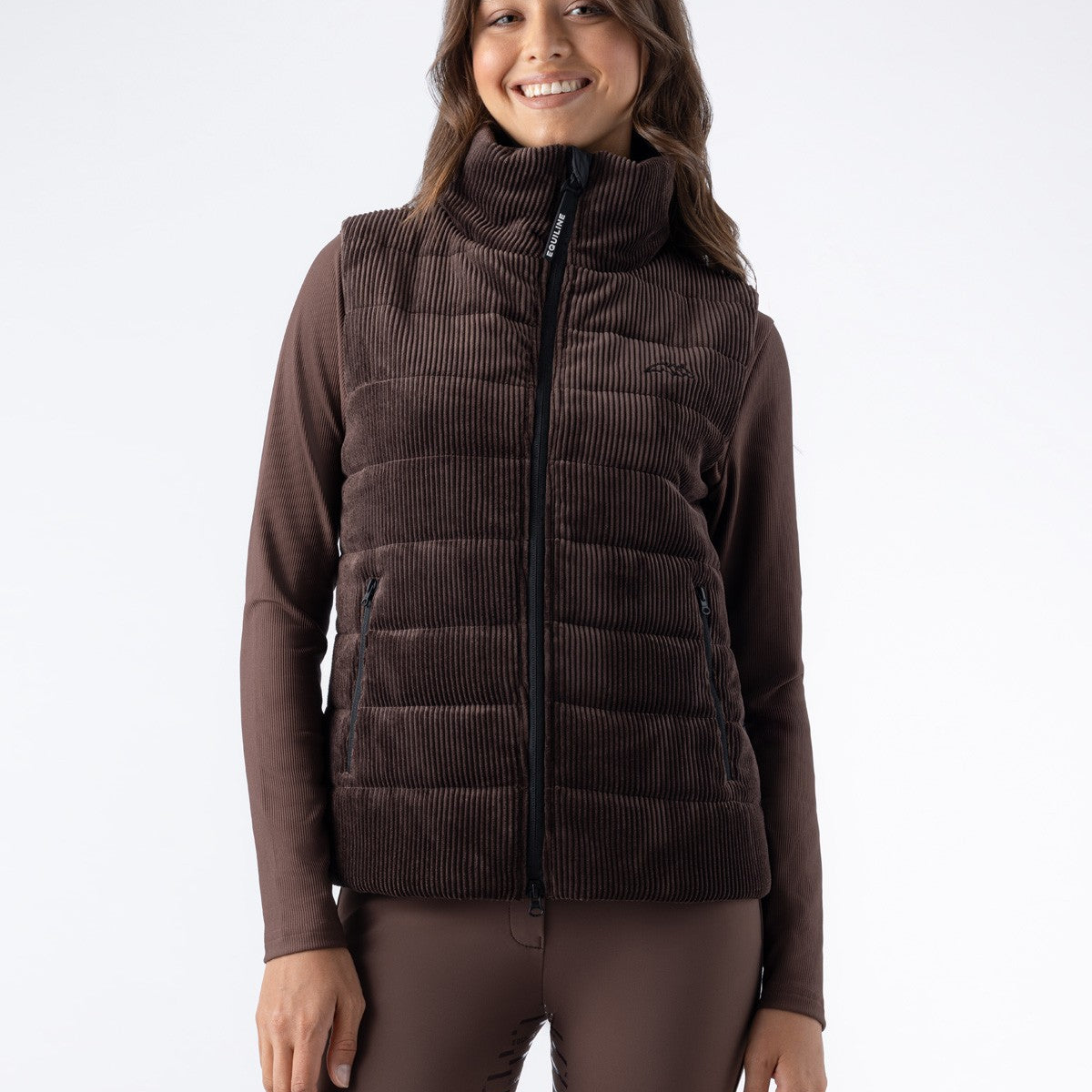 Equiline Women's Lightweight Padded Bodywarmer Eqsit Cocoa Powder