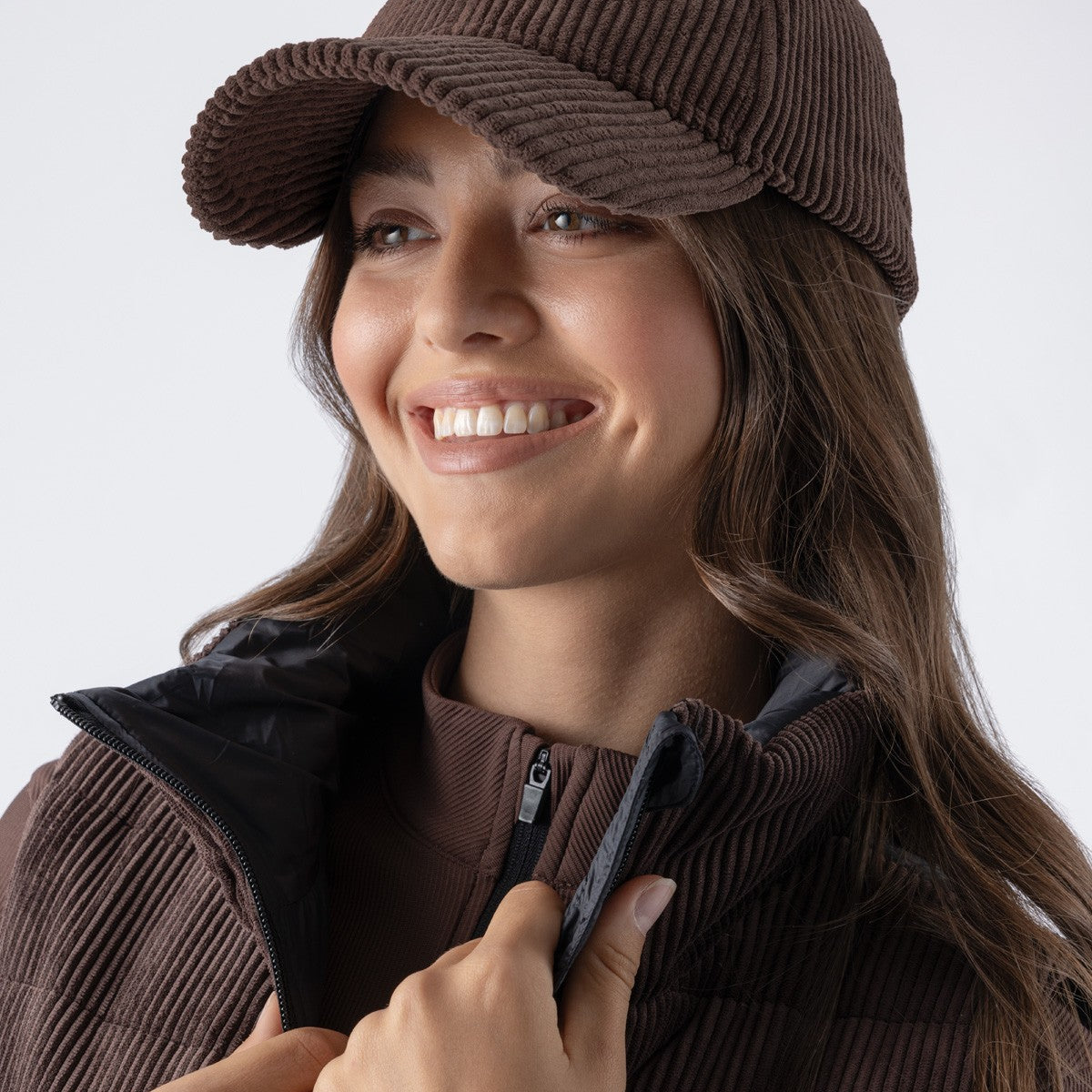 Equiline Women's Corduroy Baseball Cap Eqfalt Cocoa Powder