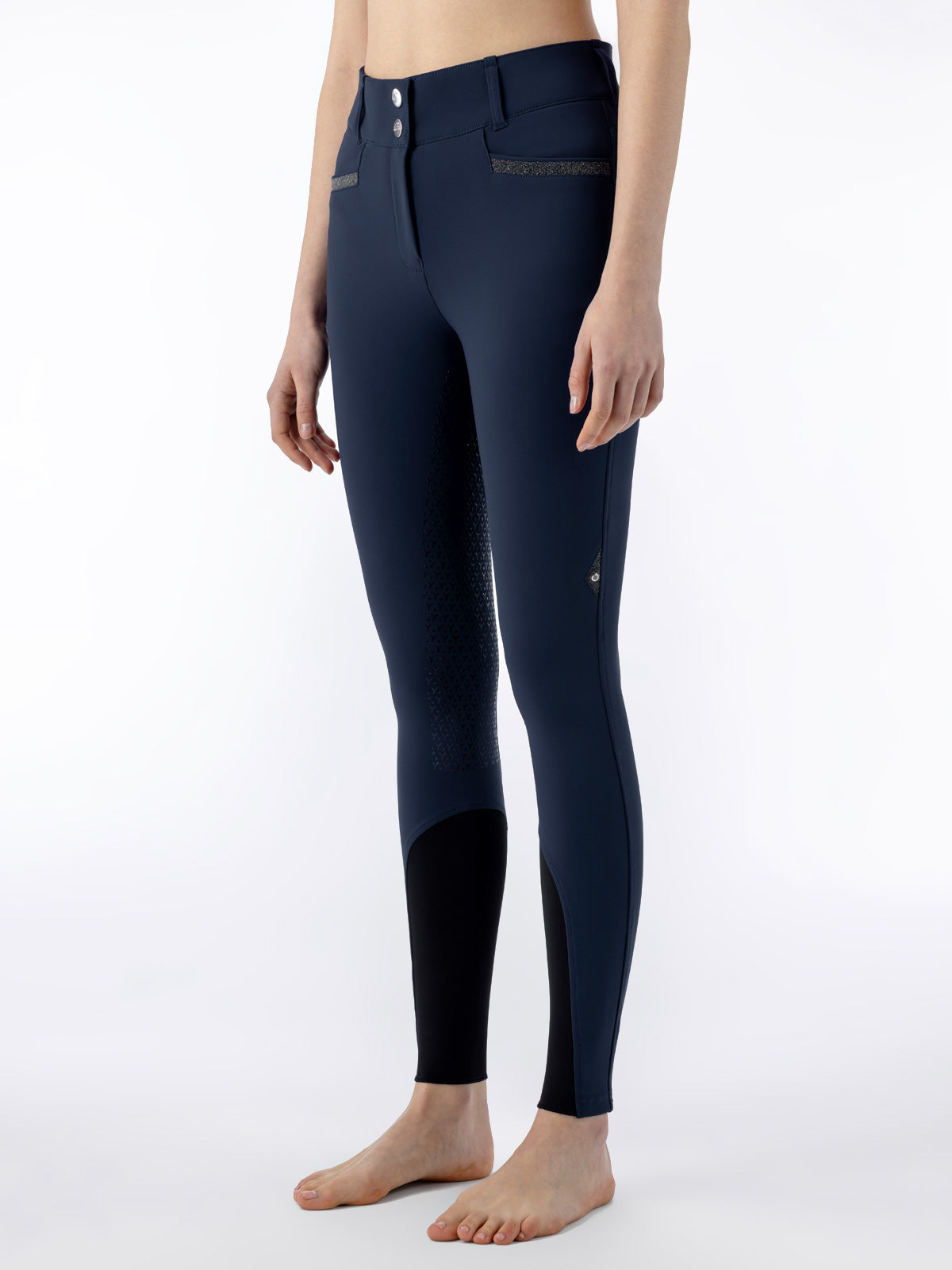 Equiline rijbroek dames full grip hoge band Crystalef Navy Navy