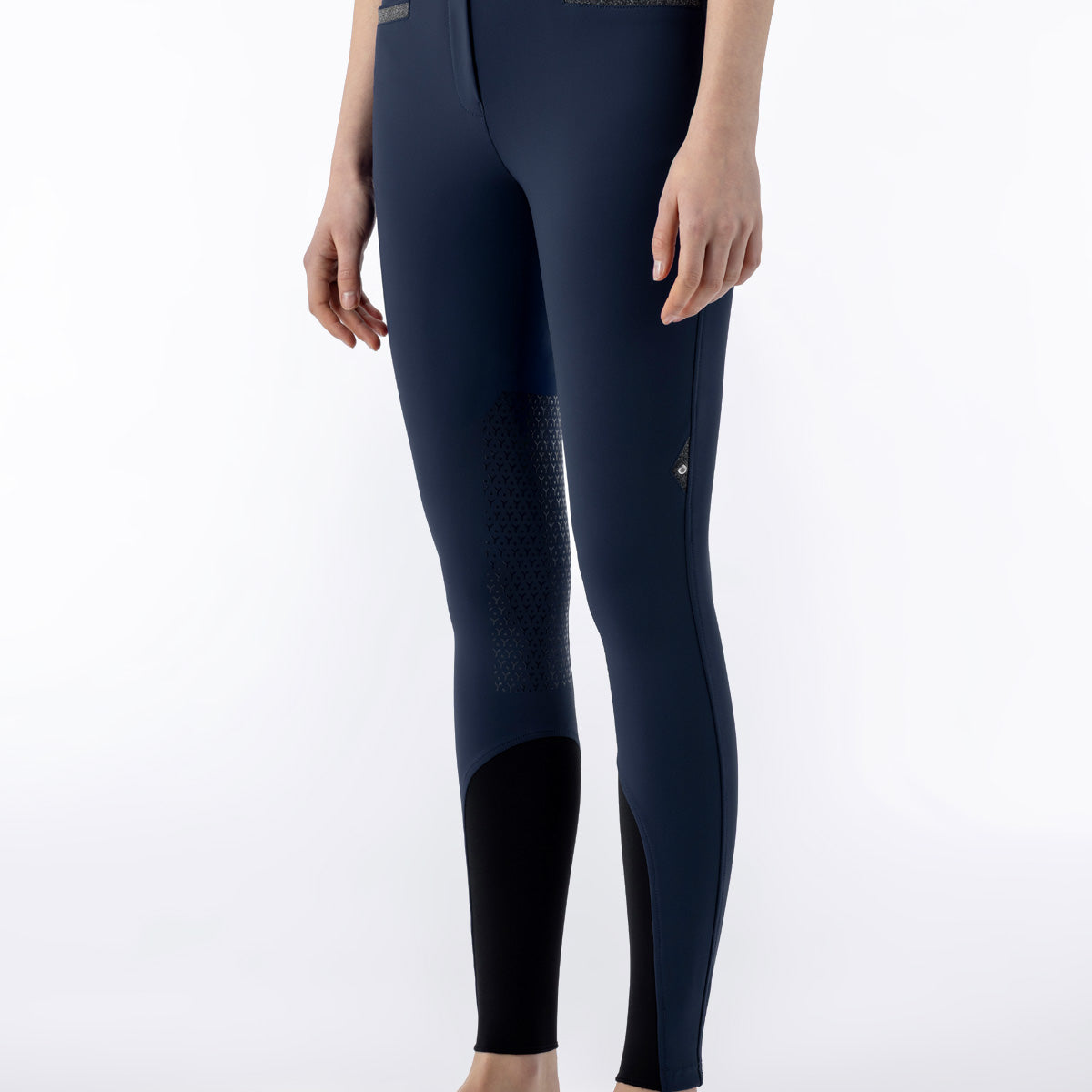 Equiline rijbroek dames knie grip hoge band Crystalek Navy Navy