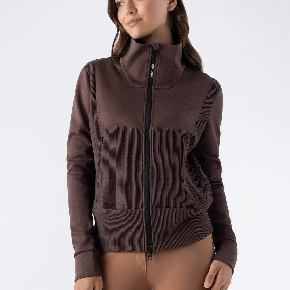 Equiline Women's Full Zip Sweatshirt Eqembres Cocoa Powder