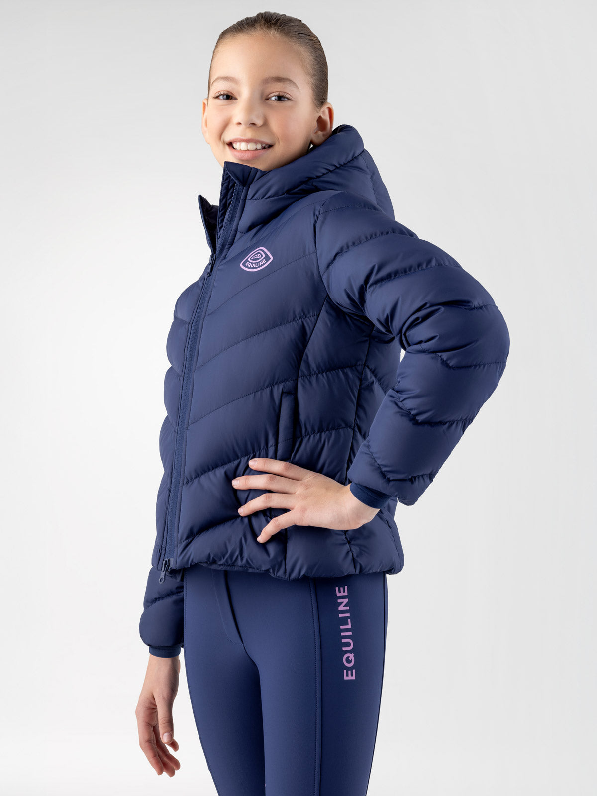 Equiline Gewatteerde Jas meisjes Cumin Navy