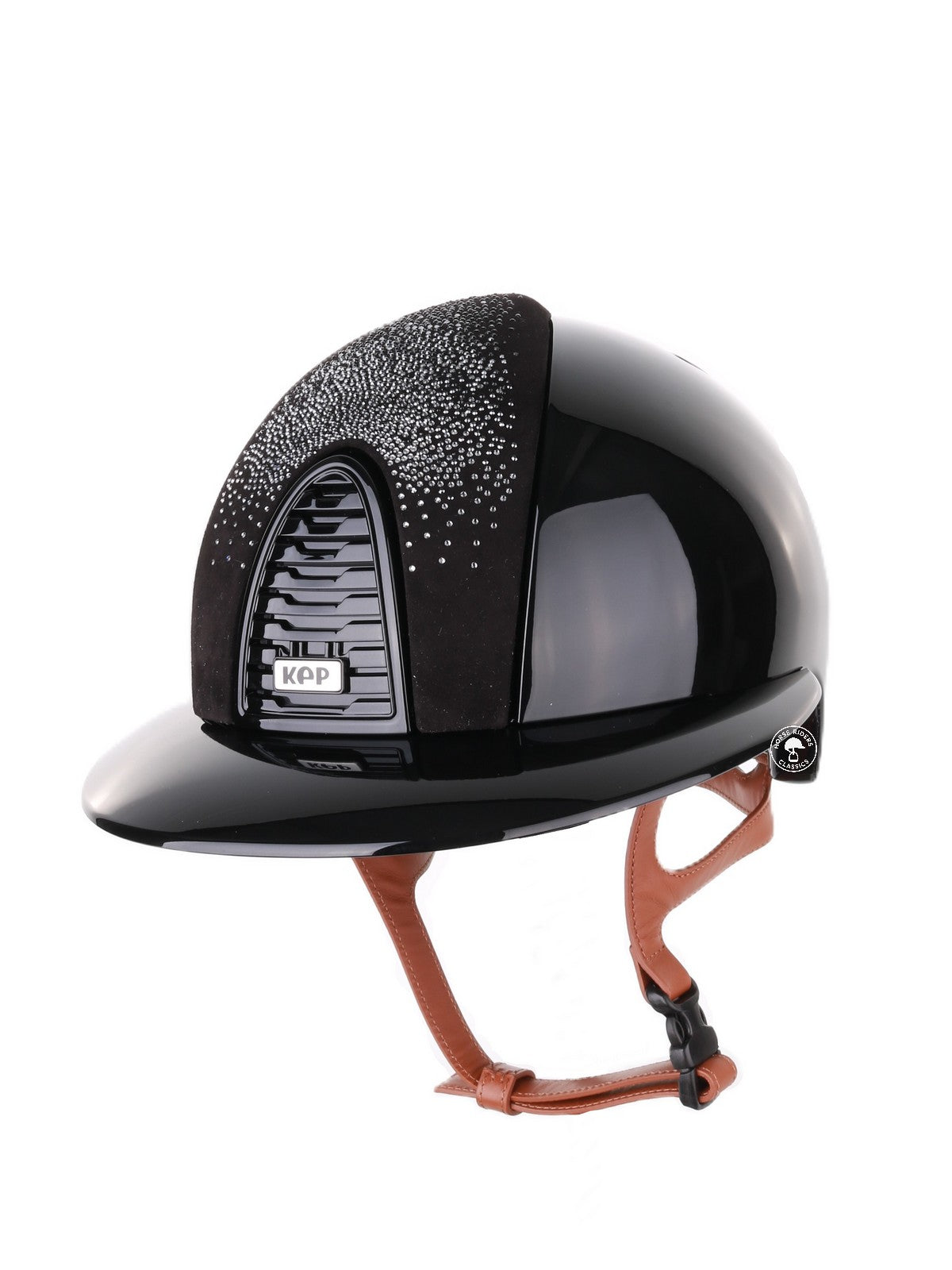 Kep Italia Paardrijhelm Cromo 2.0 Polish Polo Klep Zwart Shaded Silver Insert Beige Kinband