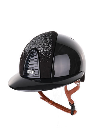 Kep Italia Riding Helmet Cromo 2.0 Shine Polo Peak Black RAW Frame Shaded Silver Insert Beige Chin Strap