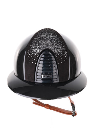 Kep Italia Riding Helmet Cromo 2.0 Shine Polo Peak Black RAW Frame Shaded Silver Insert Beige Chin Strap