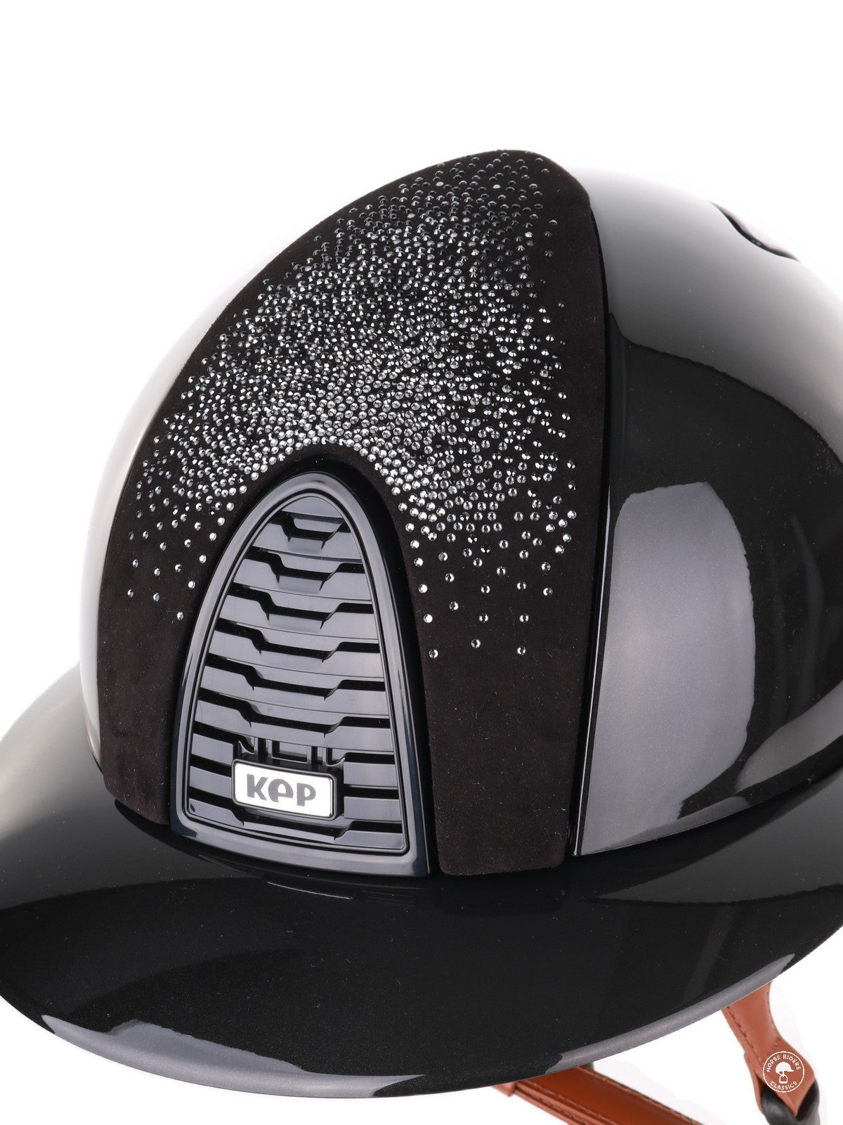 Kep Italia Paardrijhelm Cromo 2.0 Shine Polo Klep Zwart RAW Frame Shaded Silver Insert Beige Kinband