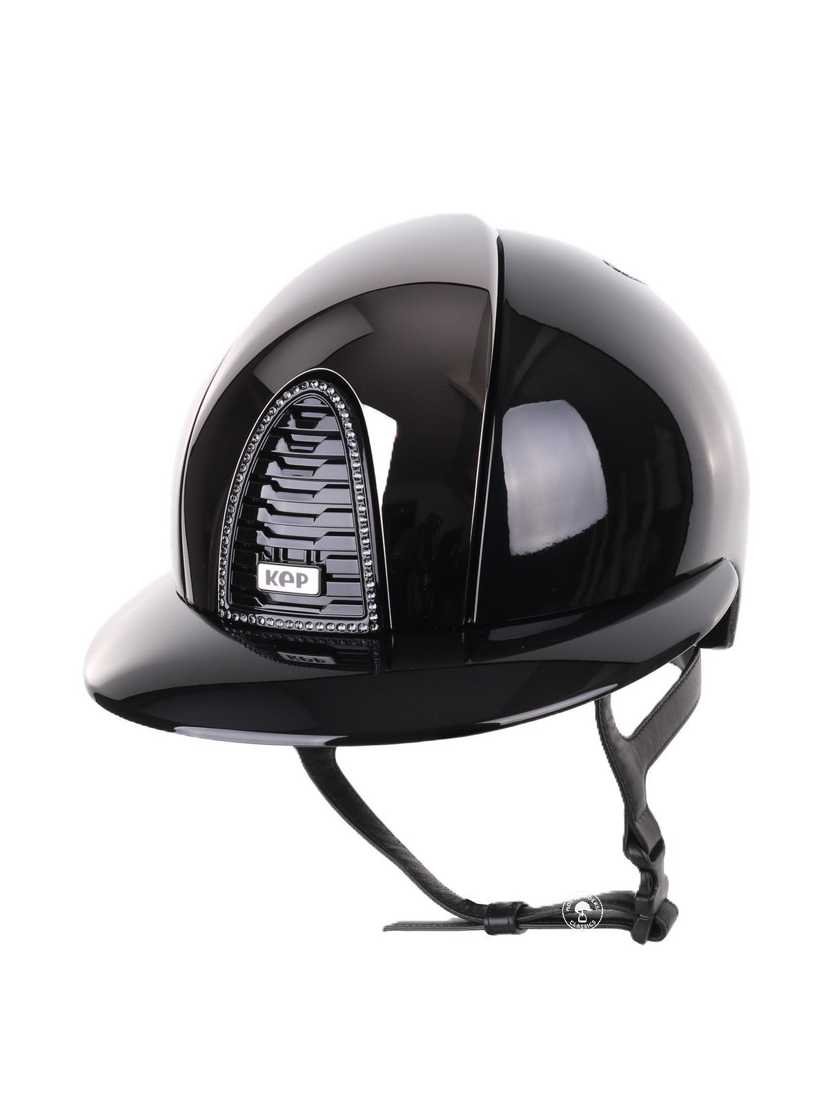 Kep Italia Riding Helmet Cromo 2.0 Polish Polo Peak Black Mirror Insert Swarovski Frame