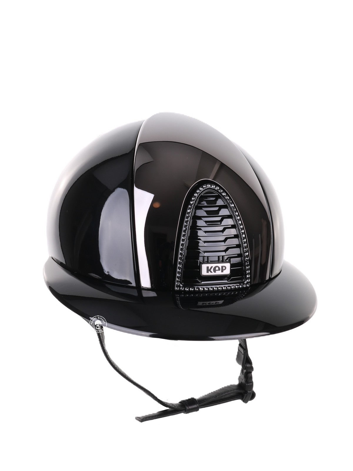 Kep Italia Riding Helmet Cromo 2.0 Polish Polo Peak Black Mirror Insert Swarovski Frame