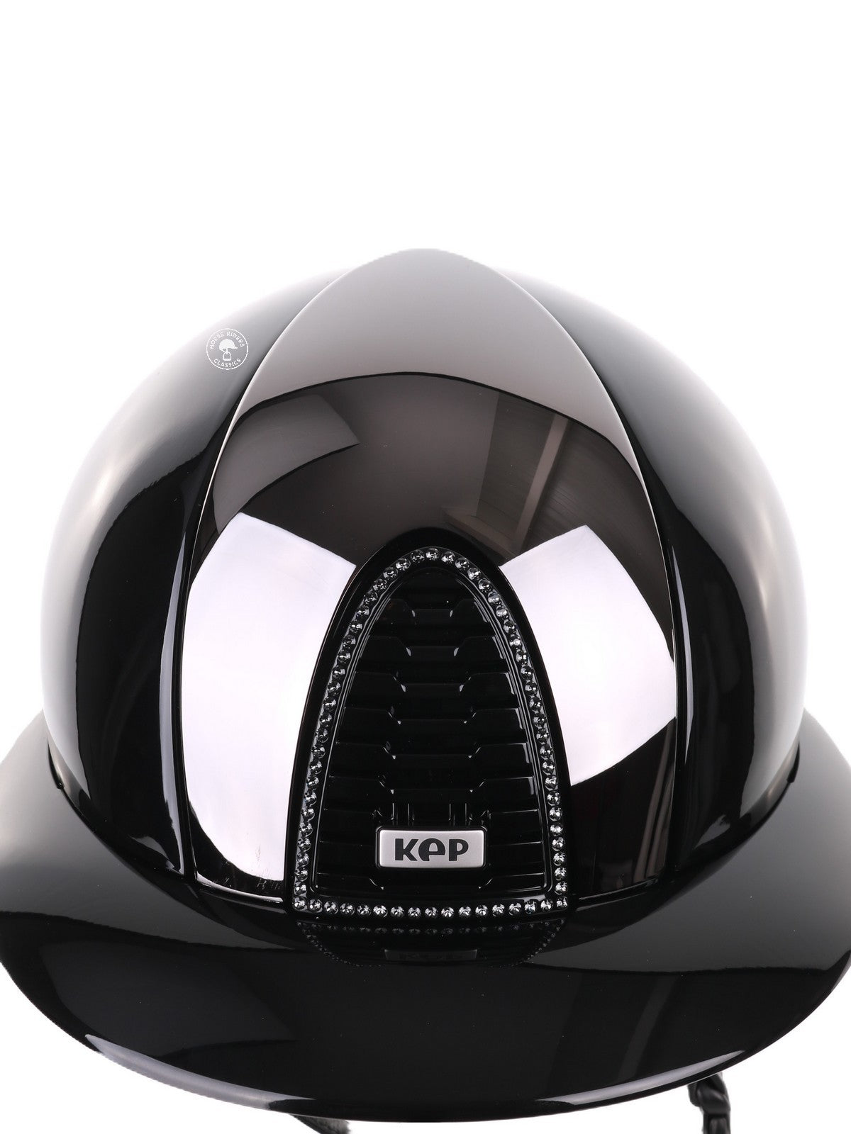 Kep Italia Riding Helmet Cromo 2.0 Polish Polo Peak Black Mirror Insert Swarovski Frame