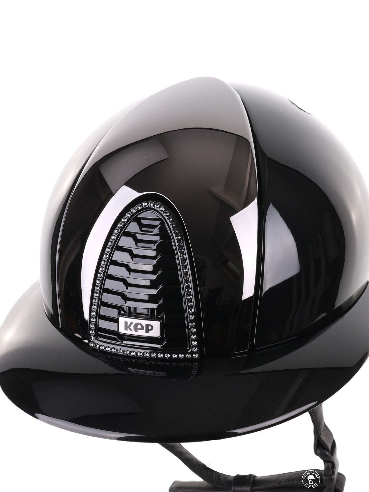 Kep Italia Riding Helmet Cromo 2.0 Polish Polo Peak Black Mirror Insert Swarovski Frame