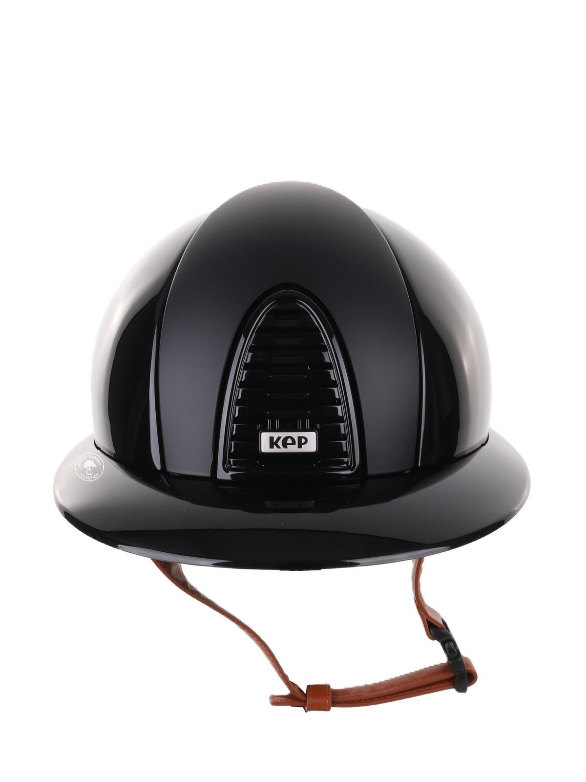 Kep Italia Riding Helmet Cromo 2.0 Polish Polo Peak Black Textile Inserts Beige Chin Strap