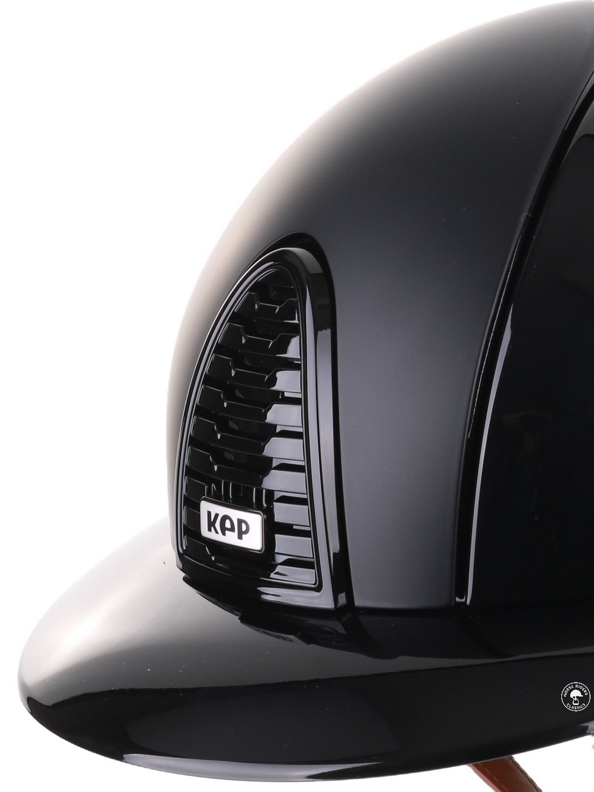 Kep Italia Riding Helmet Cromo 2.0 Polish Polo Peak Black Textile Inserts Beige Chin Strap