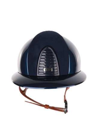 Kep Italia Riding Helmet Cromo 2.0 Shine Polo Peak Blue RAW Frame Suede Blue Insert Beige Chin Strap