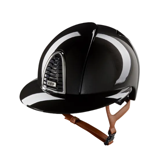 Kep Italia Paardrijhelm Cromo 2.0 Shine Polo Klep Zwart Chrome Frame Beige Kinband Zwart