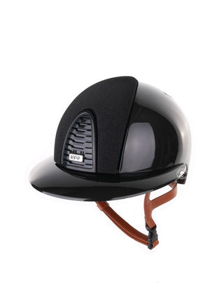 Kep Italia Riding Helmet Cromo 2.0 Shine Polo Peak Black RAW Frame Galassia Insert Beige Chin Strap