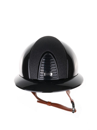 Kep Italia Riding Helmet Cromo 2.0 Shine Polo Peak Black RAW Frame Star Insert Beige Chin Strap