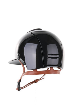 Kep Italia Riding Helmet Cromo 2.0 Shine Black Chrome Frame Beige Chin Strap