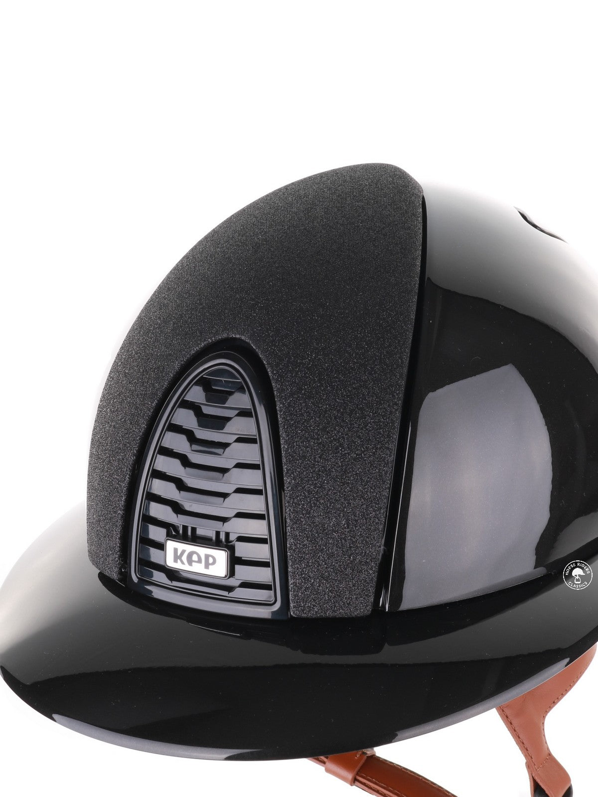 Kep Italia Riding Helmet Cromo 2.0 Shine Polo Peak Black RAW Frame Star Insert Beige Chin Strap