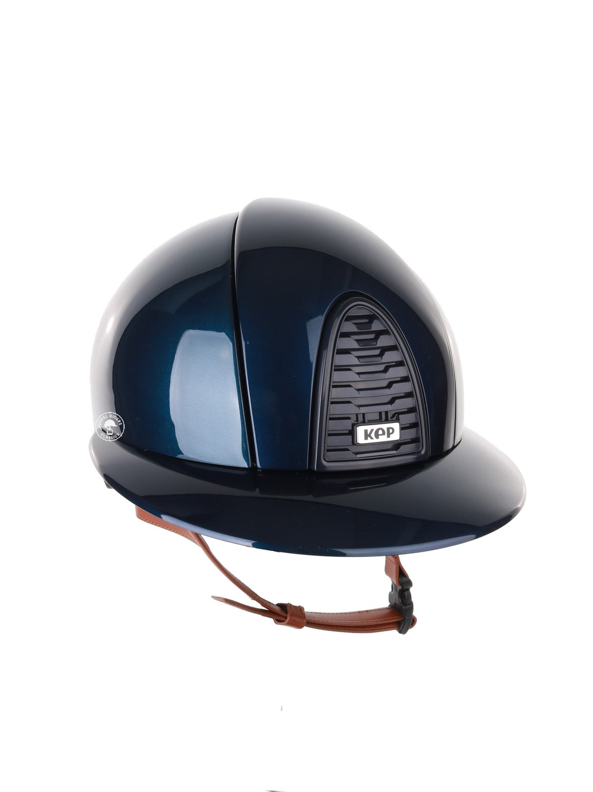 Kep Italia Paardrijhelm Cromo 2.0 Shine Polo Klep Blauw RAW Frame Beige Kinband