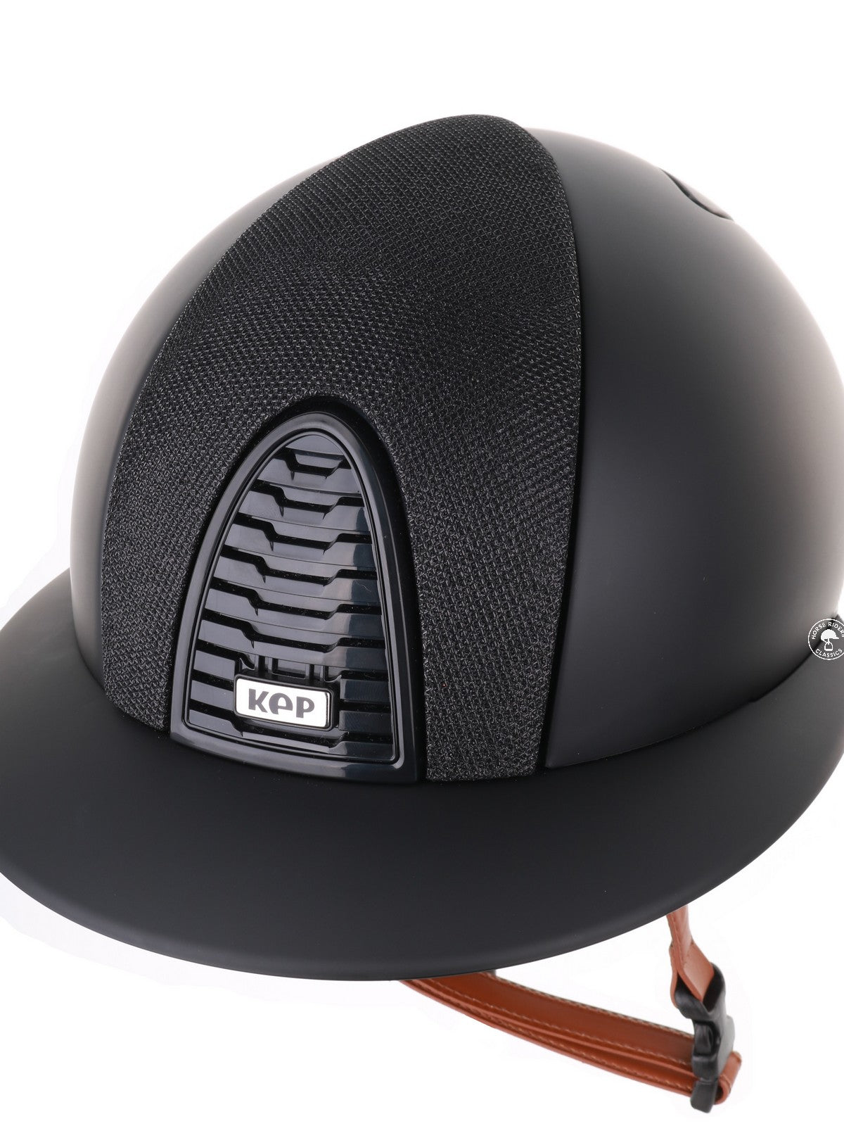 Kep Italia Riding Helmet Cromo 2.0 Matt Polo Peak Black Luminor Insert Beige Chin Strap