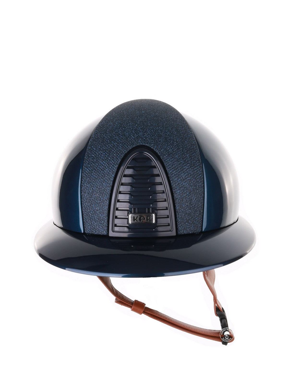 Kep Italia Riding Helmet Cromo 2.0 Shine Polo Peak Blue RAW Frame Luminor Blue Insert Beige Chin Strap