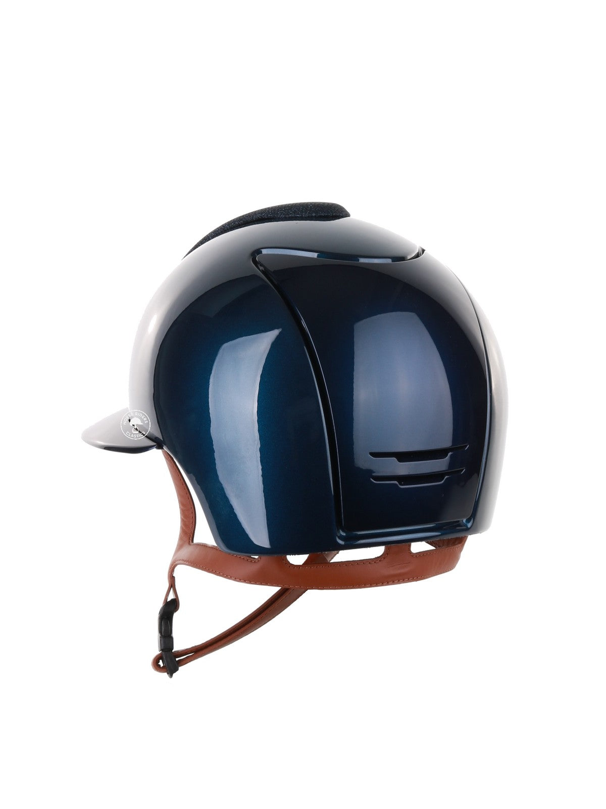 Kep Italia Riding Helmet Cromo 2.0 Shine Polo Peak Blue RAW Frame Luminor Blue Insert Beige Chin Strap