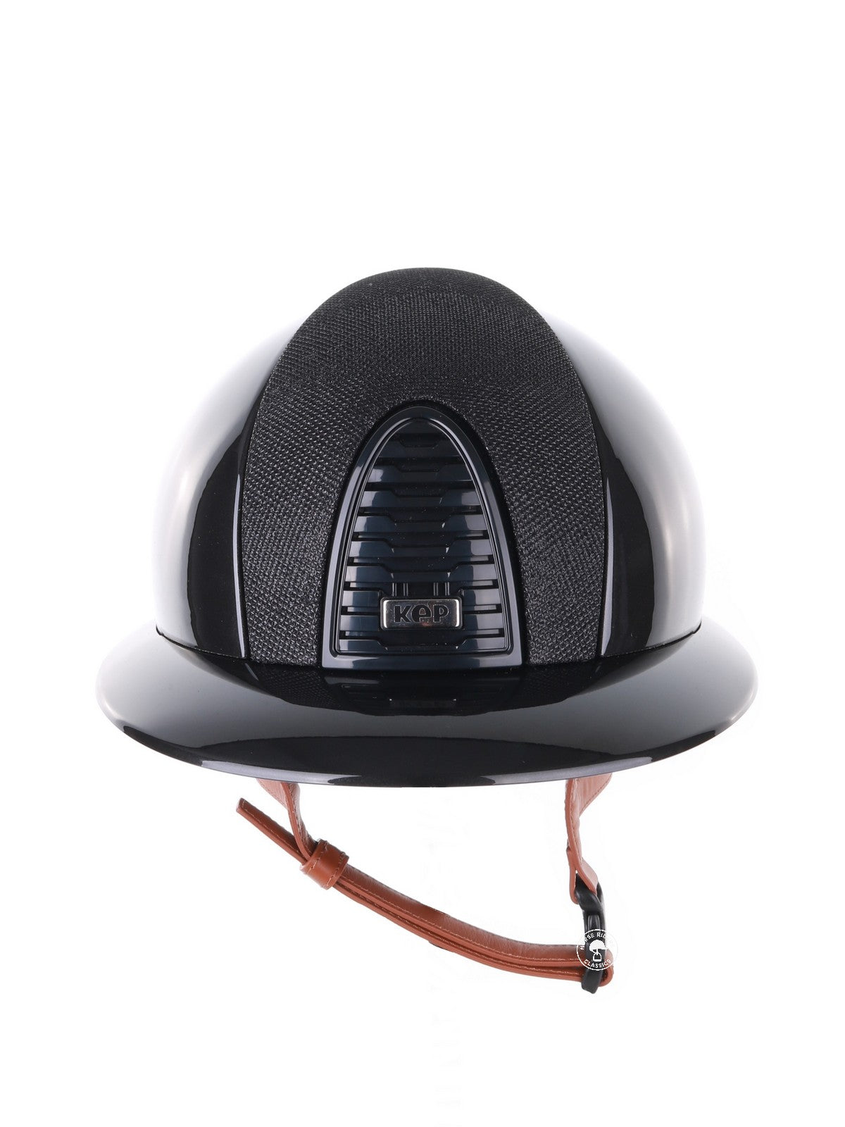 Kep Italia Riding Helmet Cromo 2.0 Shine Polo Peak Black RAW Frame Luminor Insert Beige Chin Strap