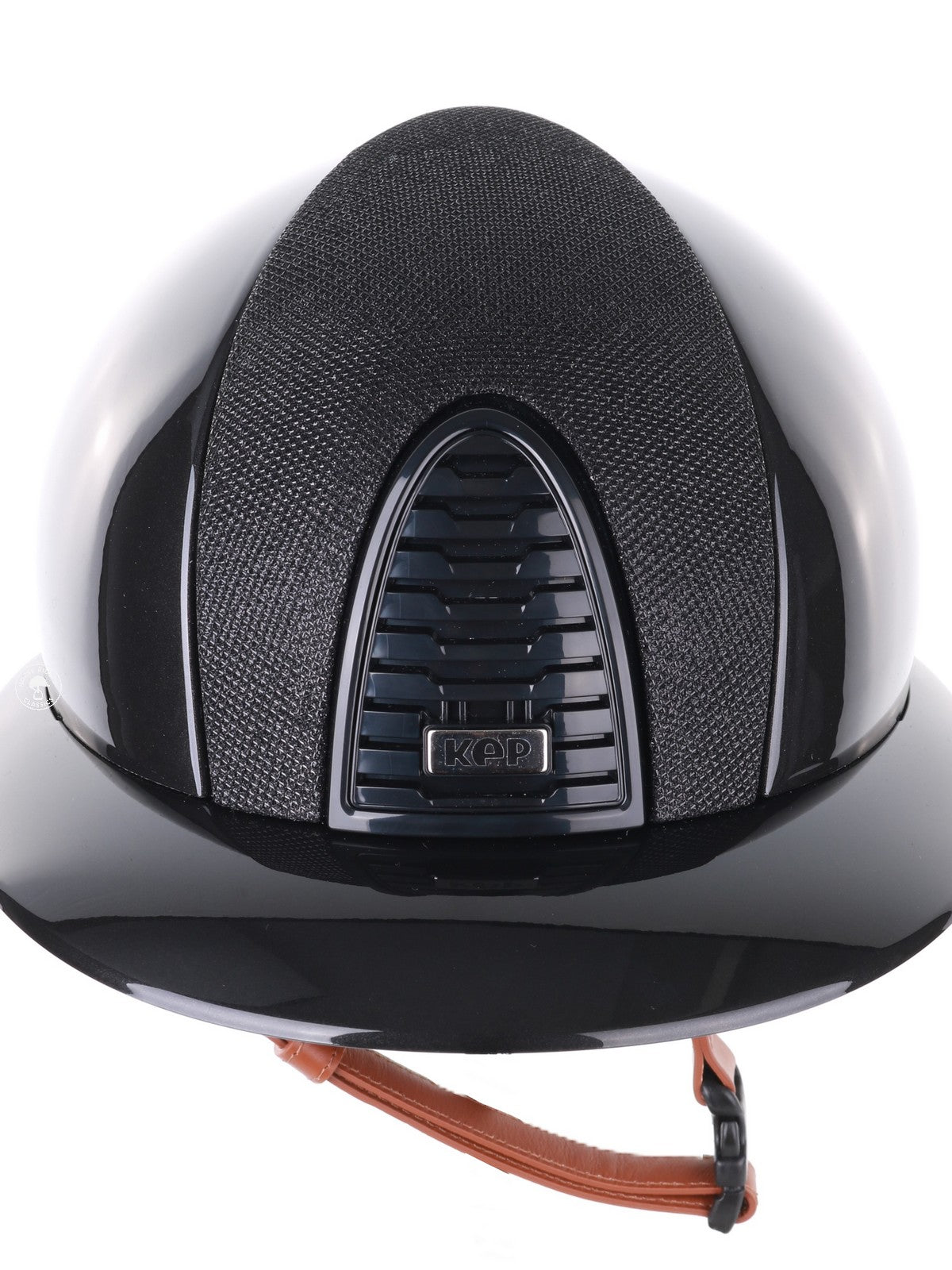 Kep Italia Riding Helmet Cromo 2.0 Shine Polo Peak Black RAW Frame Luminor Insert Beige Chin Strap