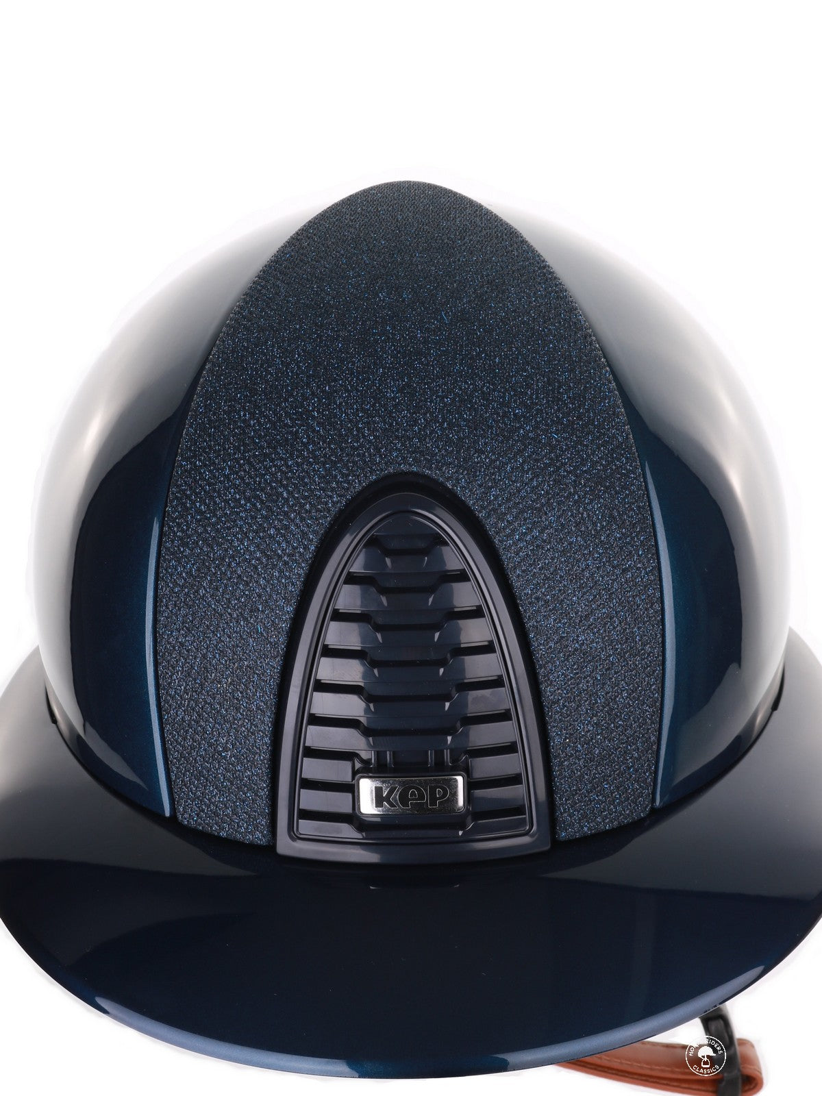 Kep Italia Riding Helmet Cromo 2.0 Shine Polo Peak Blue RAW Frame Luminor Blue Insert Beige Chin Strap