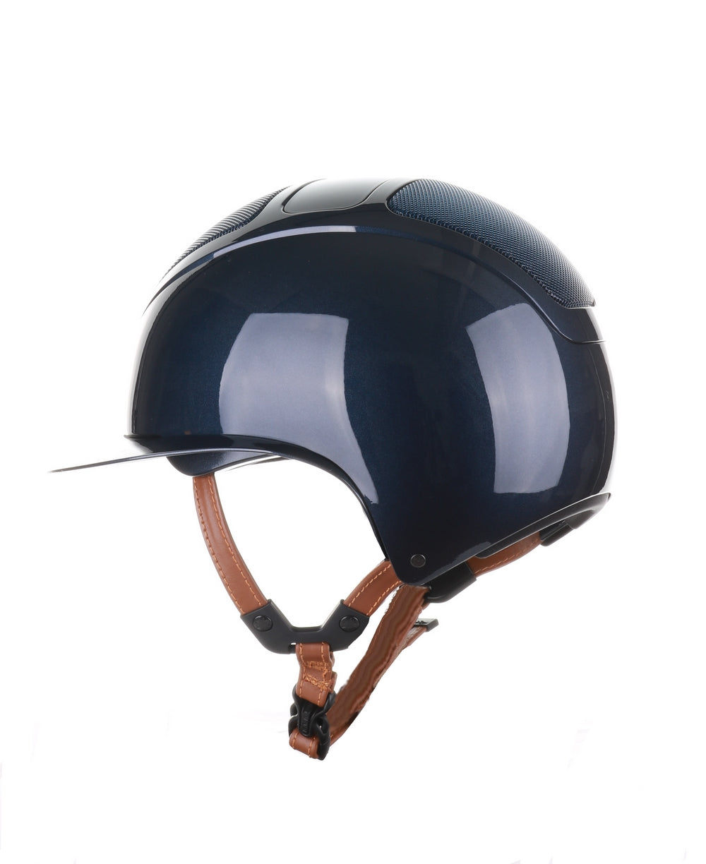 Kask Star Lady 2.0 Pure Shine Chrome Leather Light Brown Chinstrap Atlantic Blue