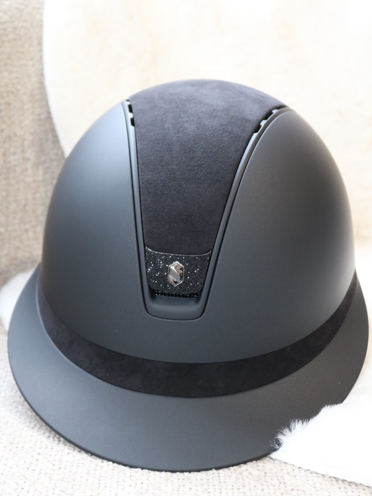 Samshield 2.0 Miss Shield shadowmatt riding helmet Alcantara Crystal Blazon Black