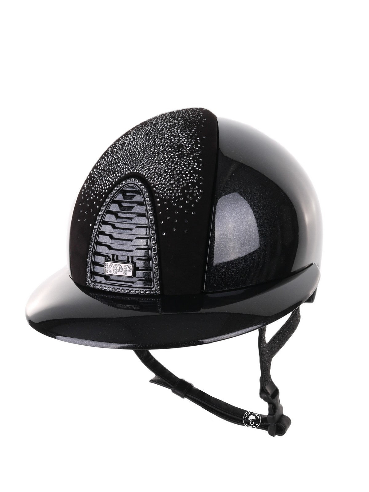 Kep Italia Riding Helmet Cromo 2.0 Diamond Polo Peak Black Shaded Silver Insert Swarovski Frame