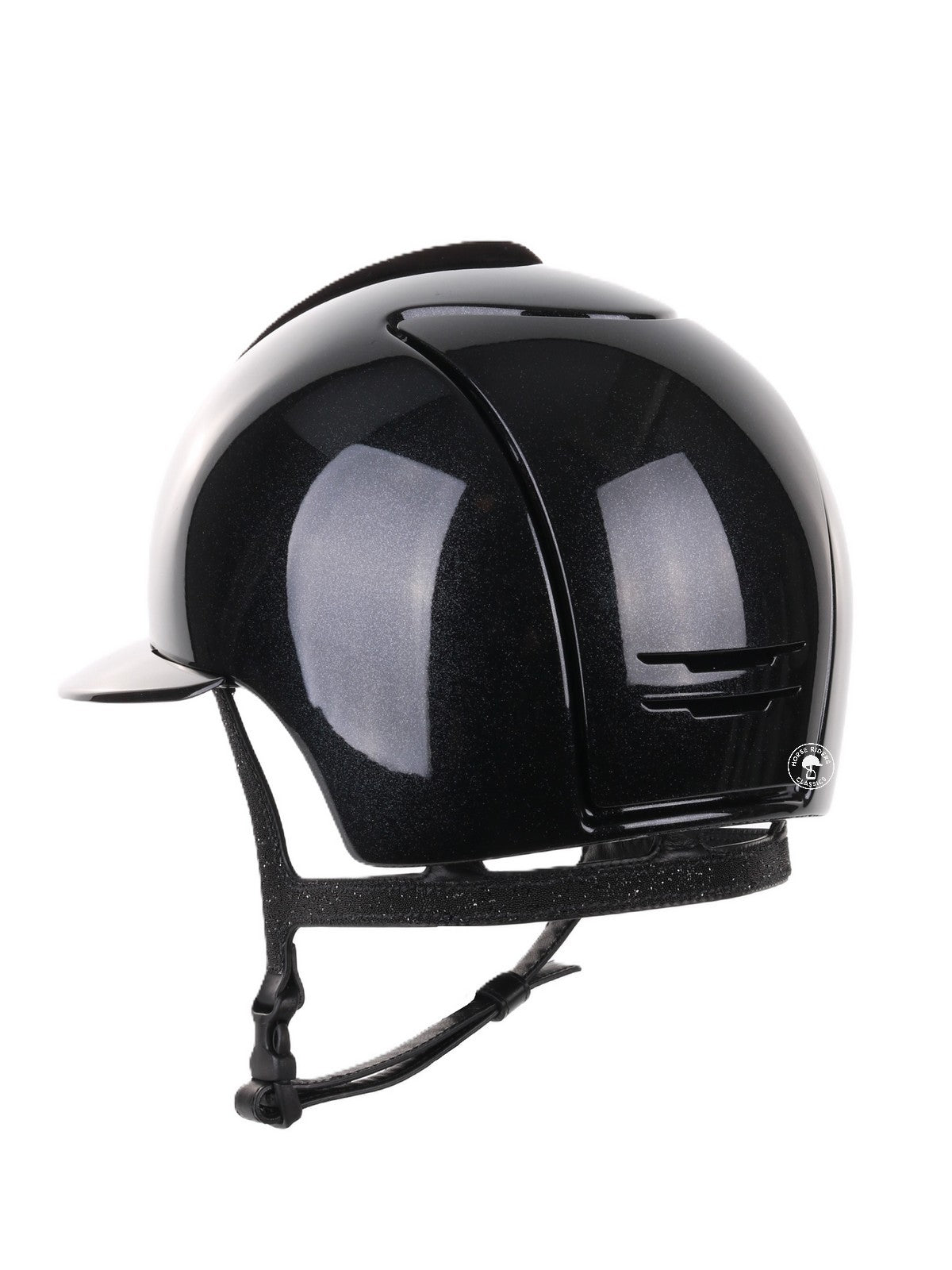 Kep Italia Riding Helmet Cromo 2.0 Diamond Polo Peak Black Shaded Silver Insert Swarovski Frame