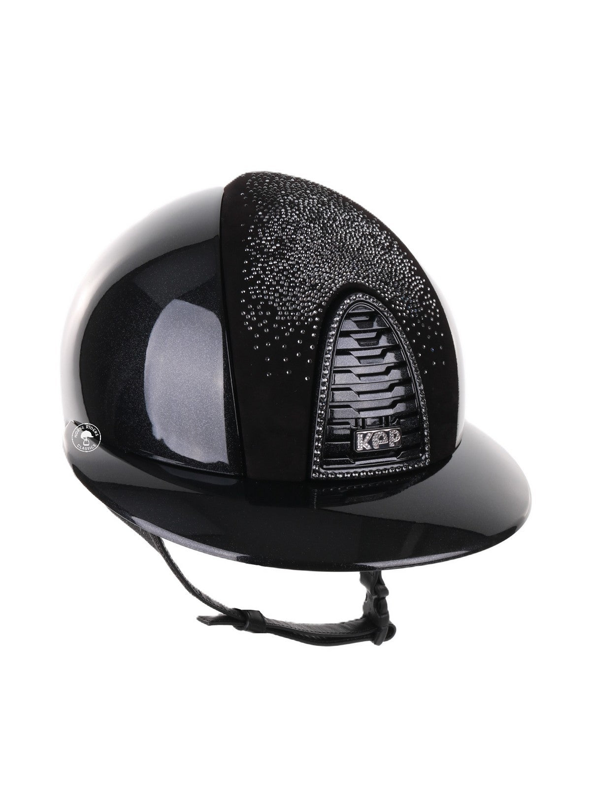 Kep Italia Riding Helmet Cromo 2.0 Diamond Polo Peak Black Shaded Silver Insert Swarovski Frame
