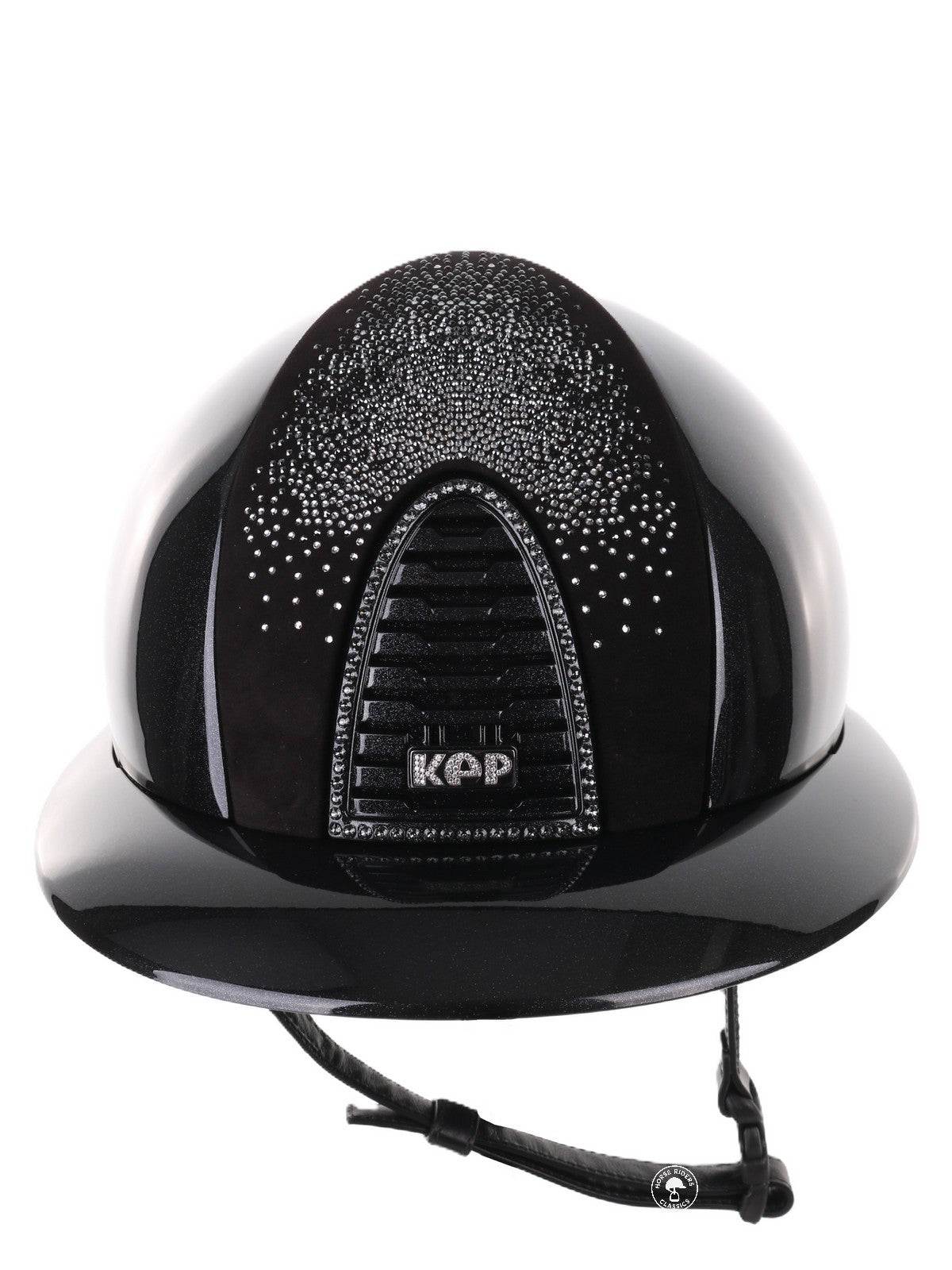 Kep Italia Riding Helmet Cromo 2.0 Diamond Polo Peak Black Shaded Silver Insert Swarovski Frame