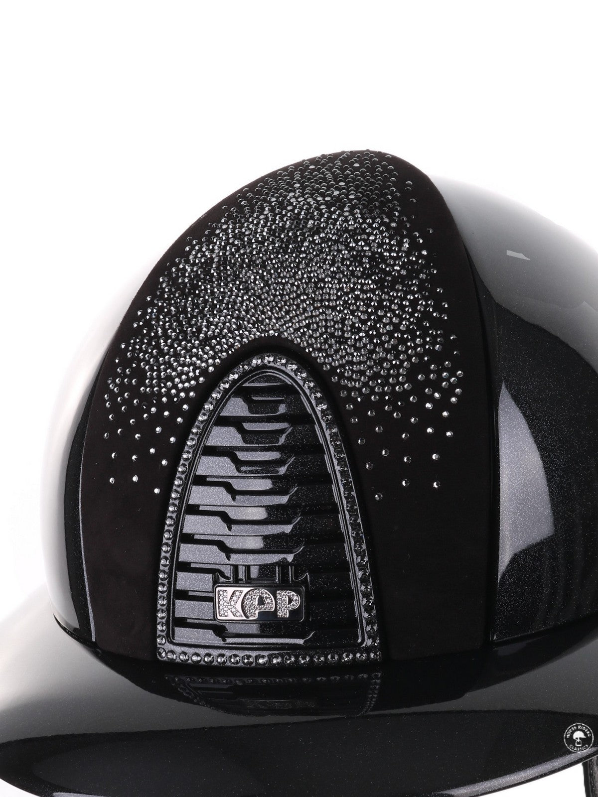Kep Italia Riding Helmet Cromo 2.0 Diamond Polo Peak Black Shaded Silver Insert Swarovski Frame