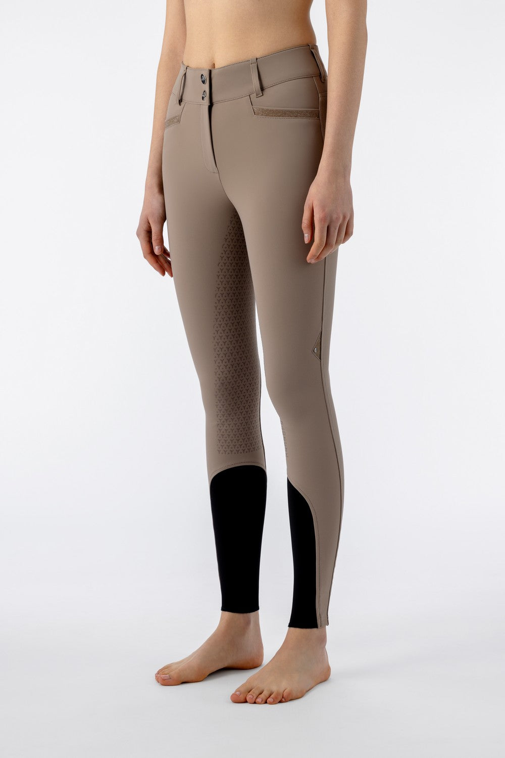 Equiline riding breeches women knee grip high waist Crystalek Taupe