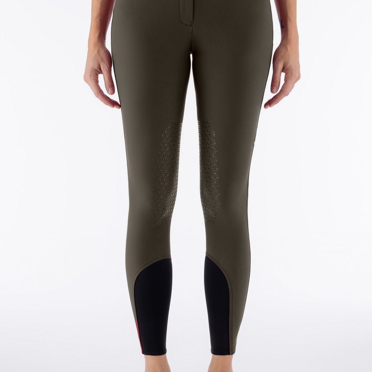 Equiline Rijbroek Dames Knie Grip Hoge Band Eqcrystalek Olive Night Olive Night