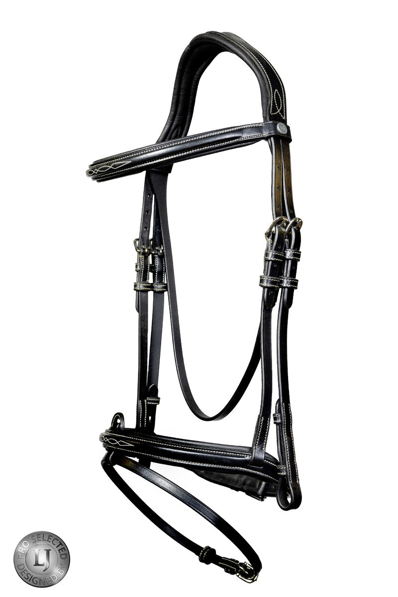 LJ Leathers Pro Selected bridle flash noseband Heritage Black