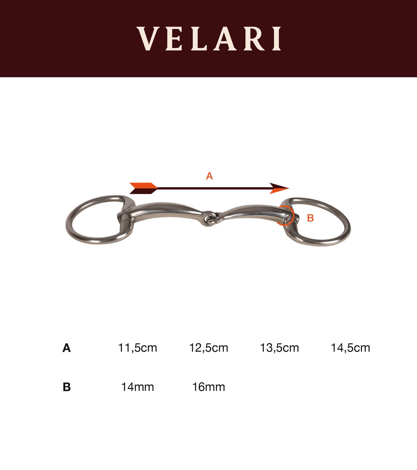 Velari Eggbutt Snaffle Single Jointed Sweet Copper 14 mm