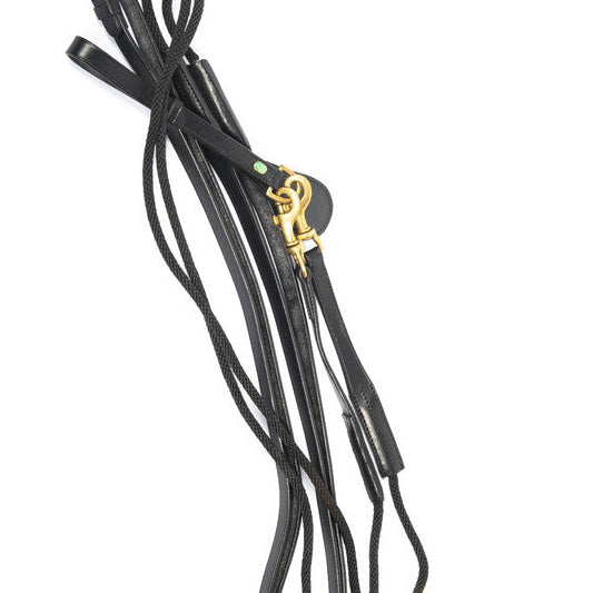 LJ Leathers Slofteugel Leder met koord Zwart