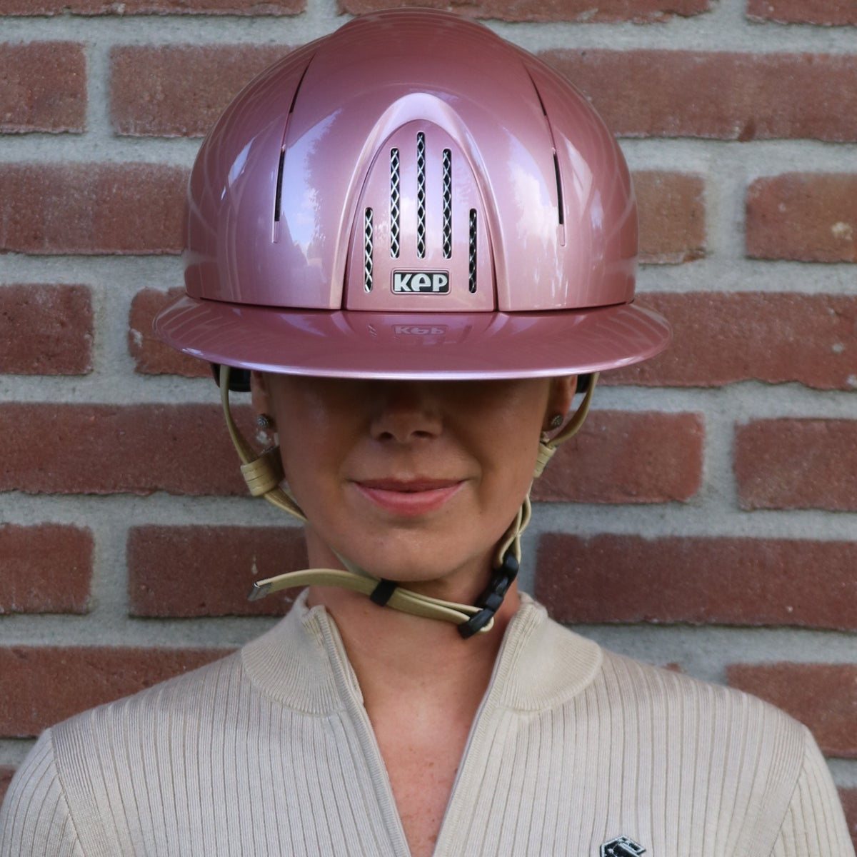 Kep Italia Paardrijhelm Smart Nova Polish Pink Polo Klep Cream Kinband Roze