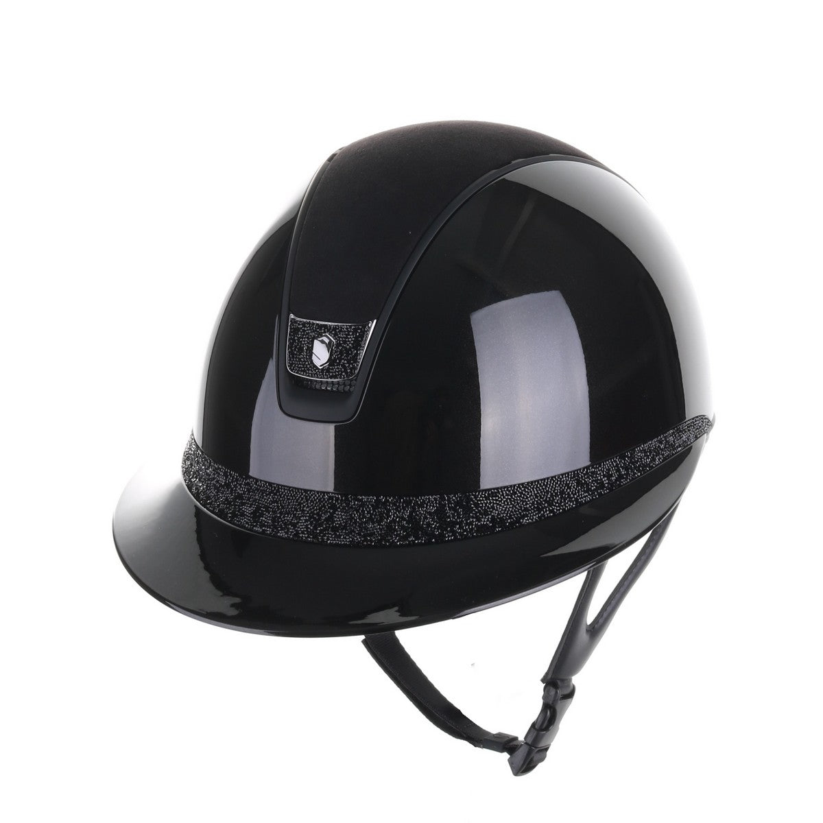 Samshield 2.0 Paardrijhelm Miss Shield Shadowglossy Ultra Fine Rock Blazon Frontal Band Zwart Zwart