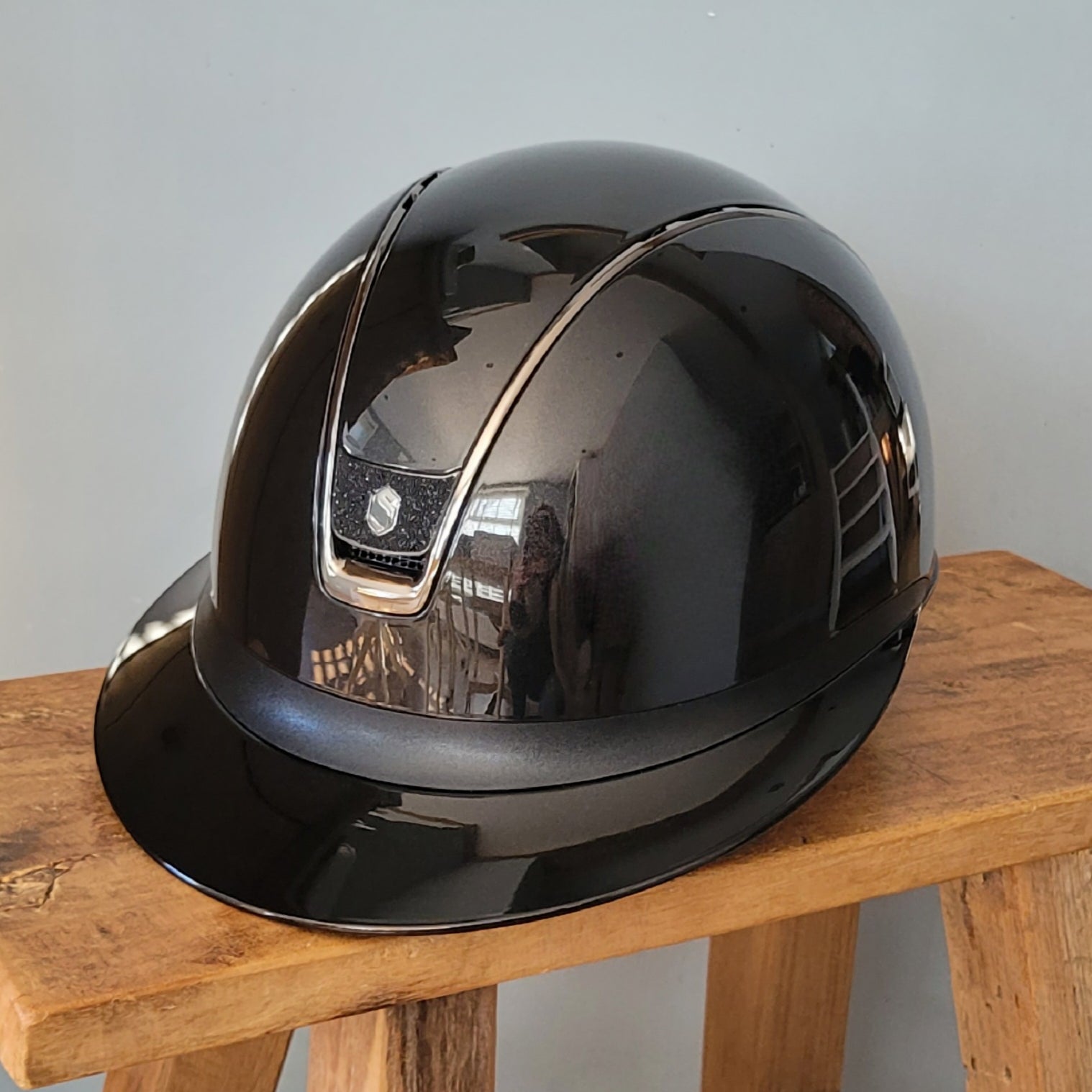 Samshield 2.0 Paardrijhelm Miss Shield Shadowglossy Black Chrome Crystal Blazon Zwart Zwart