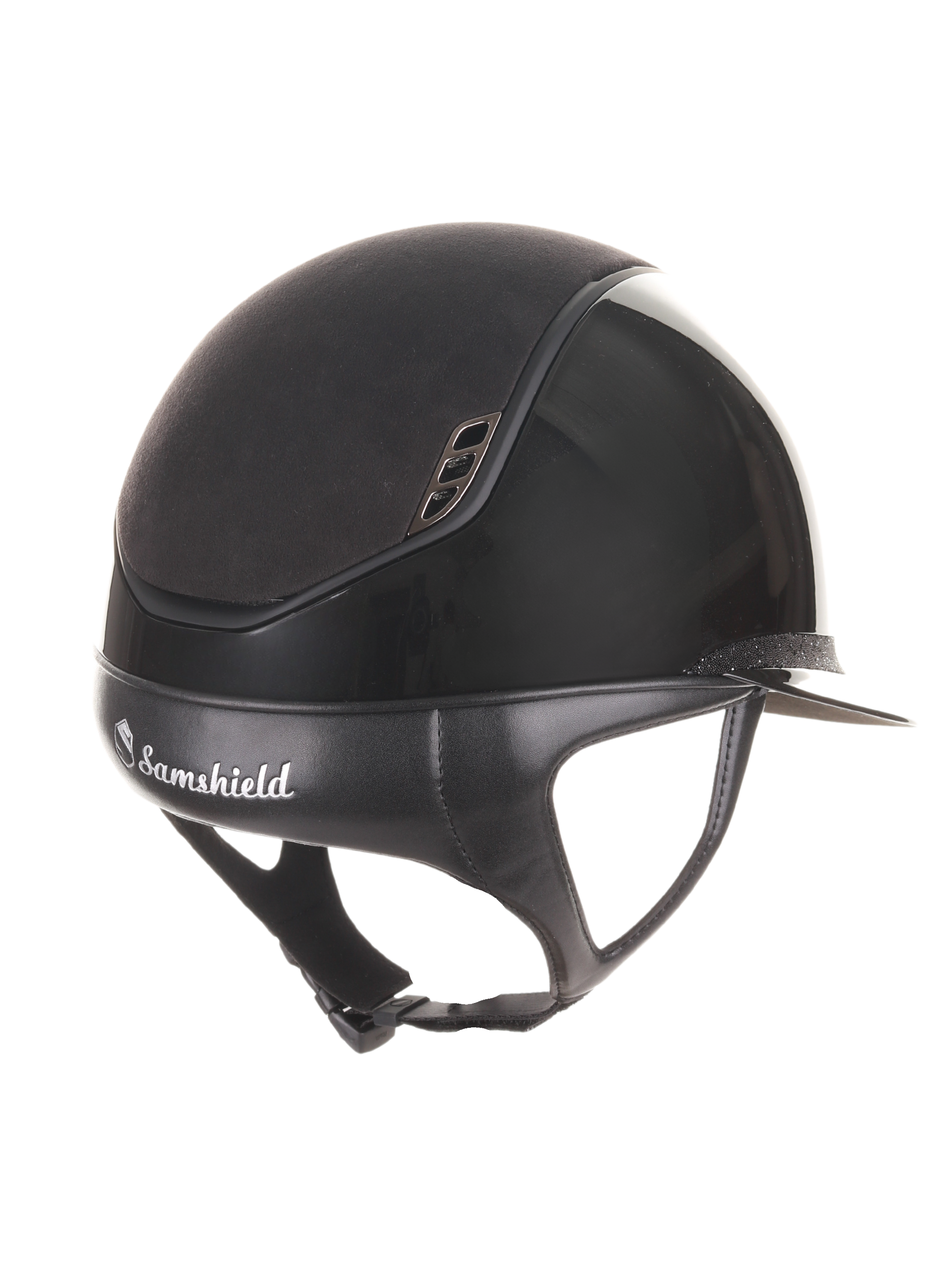 Samshield 2.0 Paardrijhelm Miss Shield Shadowglossy Crystal Blazon Frontal Band Zwart