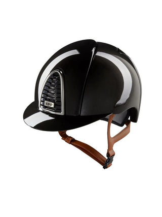 Kep Italia Riding Helmet Cromo 2.0 Shine Black Chrome Frame Beige Chin Strap