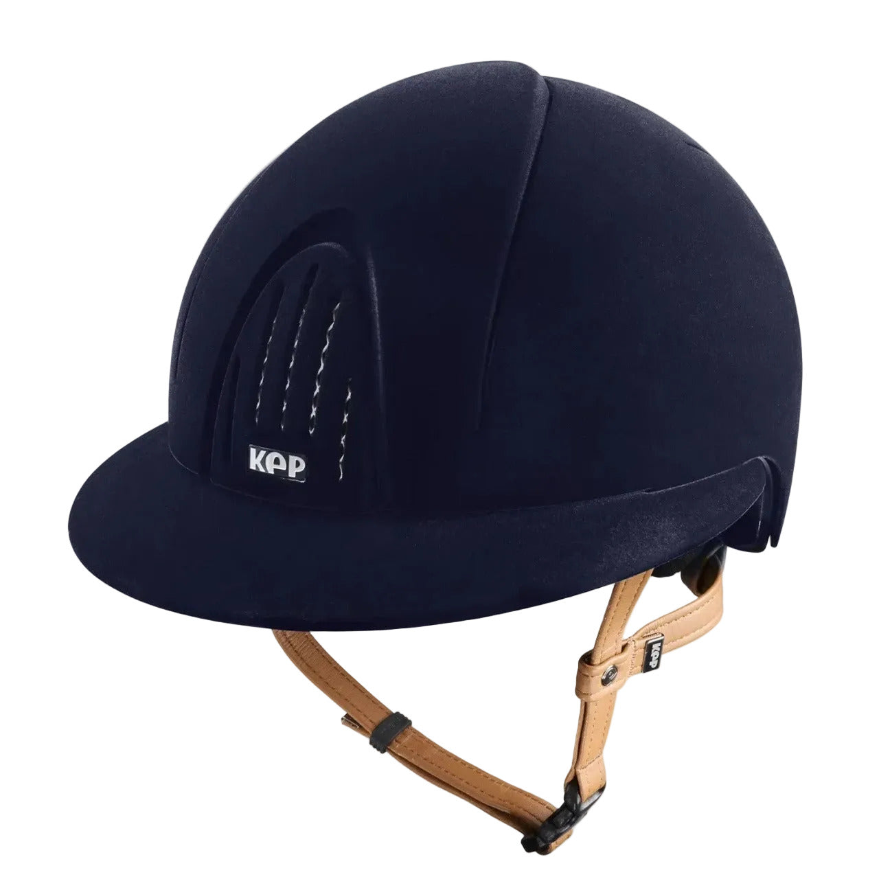 Kep Italia Paardrijhelm Smart Nova Velvet Polo Klep Beige Kinband Navy